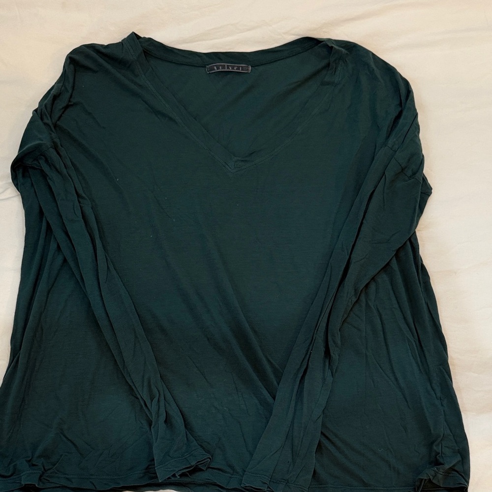 Velvet Ladies Green V-Neck Top